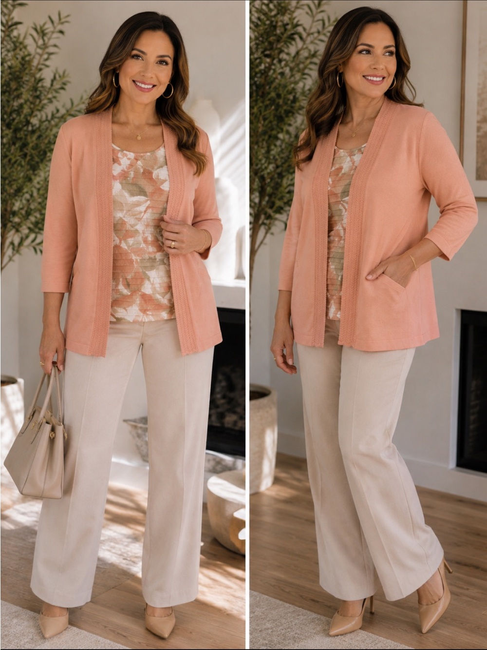 Alfred Dunner Peach Open-Front Women's Cardigan # 265